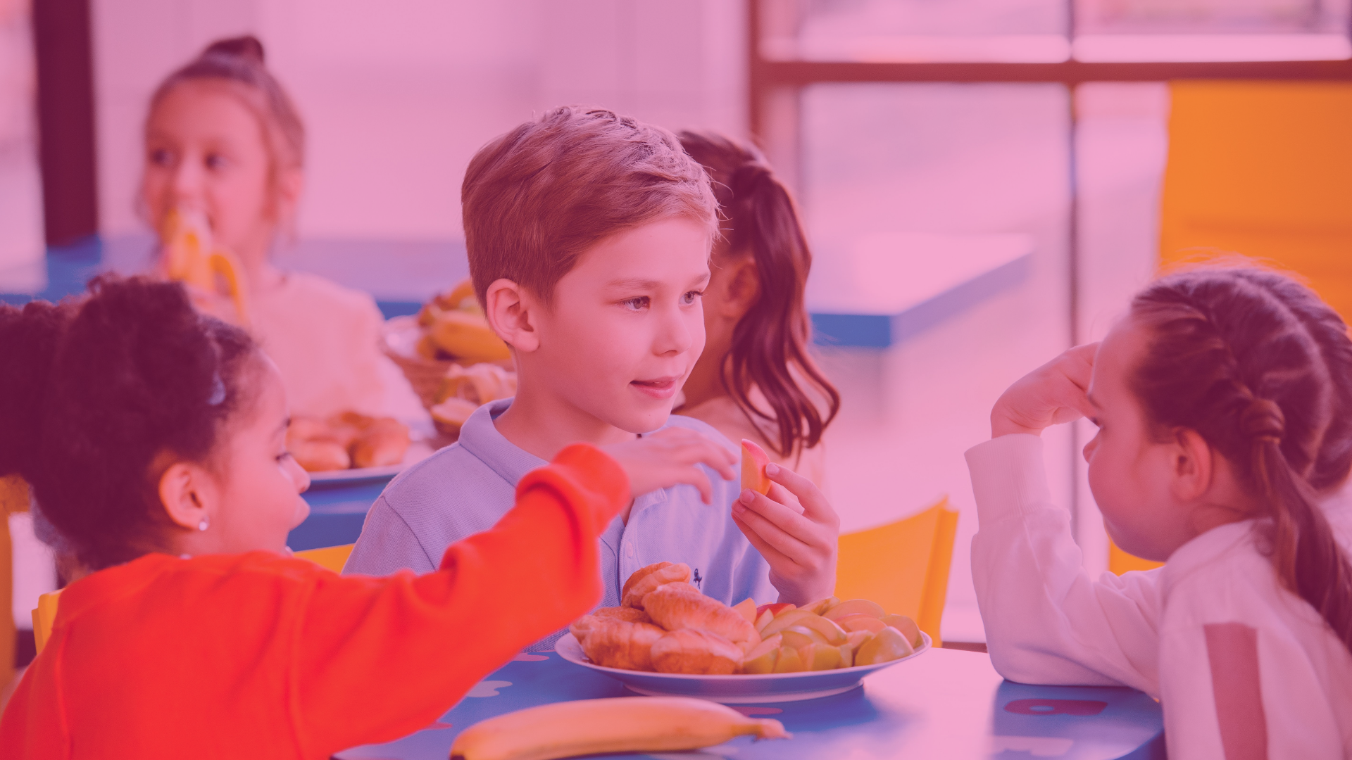School children eating food